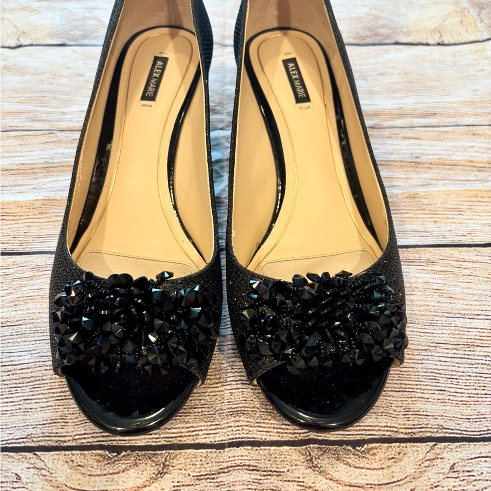 Alex Marie Black Heels with Elegant Peep-Toe
